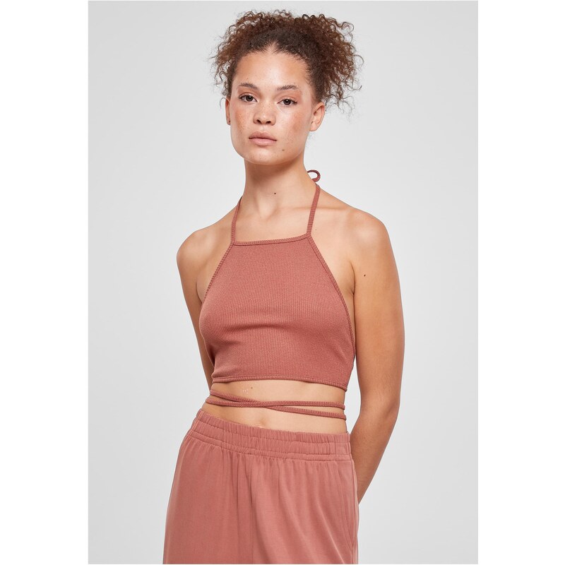 Urban Classics Ladies Rib Trapeze Cropped Top Terracotta 50640071