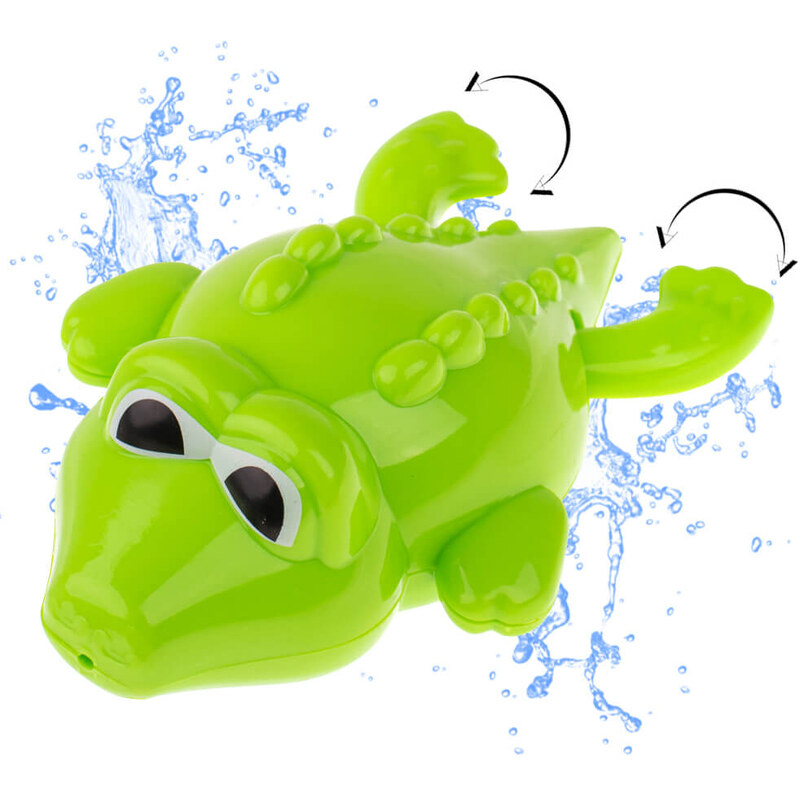 FunPlay 6948 Plávajúci krokodíl do kúpeľa - naťahovací 12x7,5cm, zelený