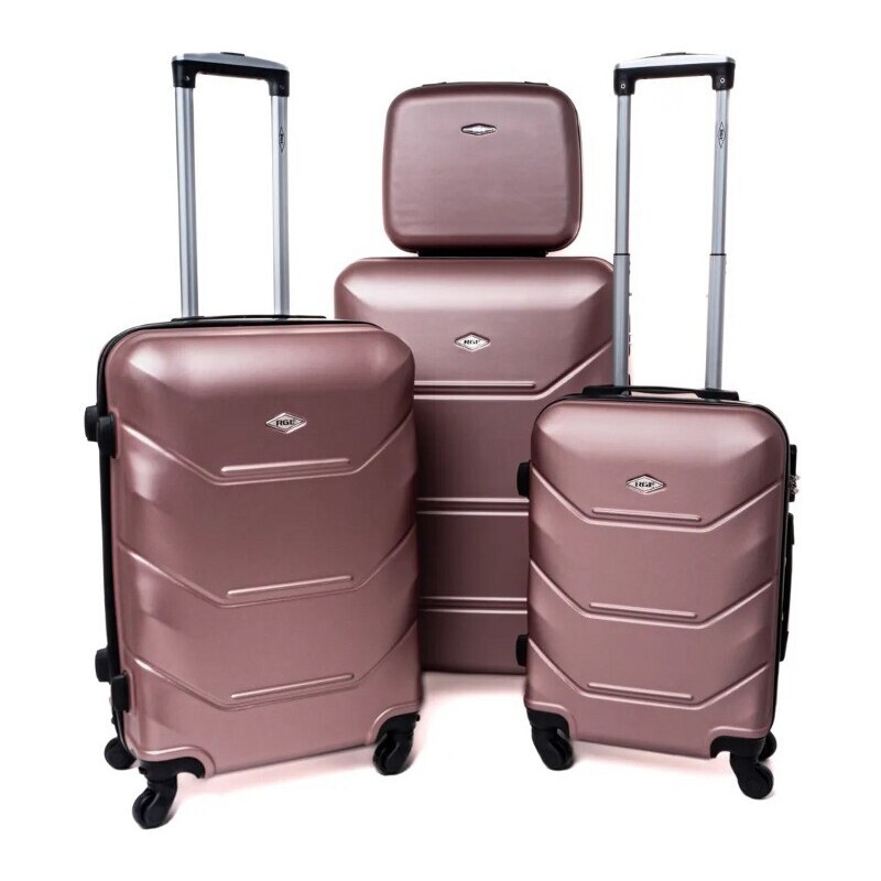 Rogal Zlato-ružová sada 4 luxusných plastových kufrov "Luxury" - veľ. S, M, L, XL