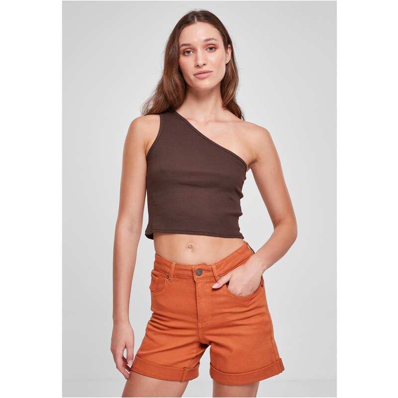 Urban Classics Womens cropped asymmetrical top brown 50654033