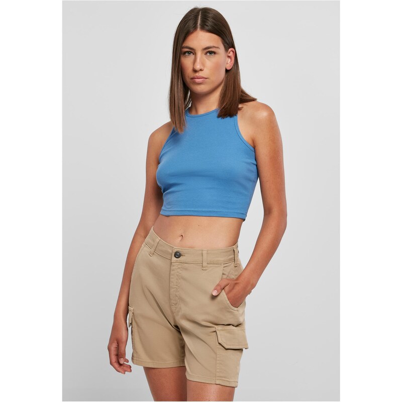 Urban Classics Womens top with cropped ribs horizon blue 50664433