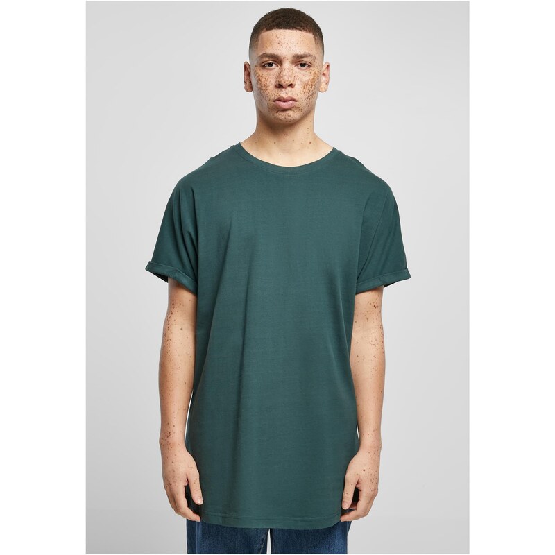 Urban Classics Mens Long Shaped Turnup T-Shirt - Green 50648835