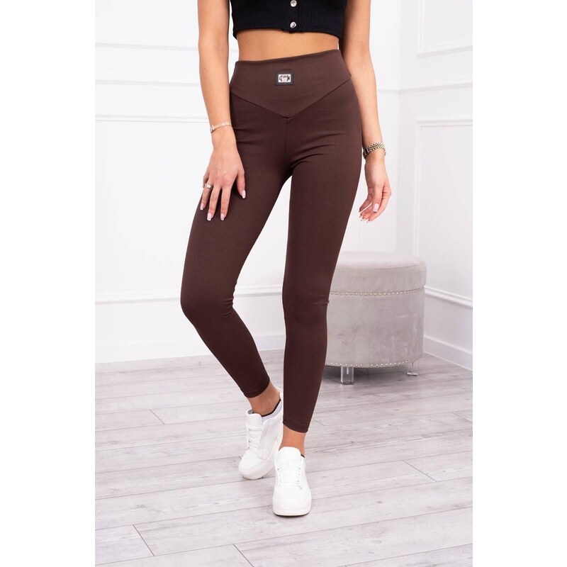 MladaModa Legíny z vrúbkovaného materiálu model 9429 hnedé 41015926