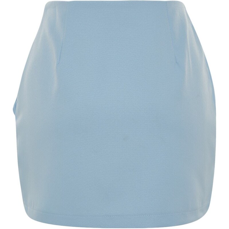 Trendyol Baby Blue Mini Double Breasted Skirt