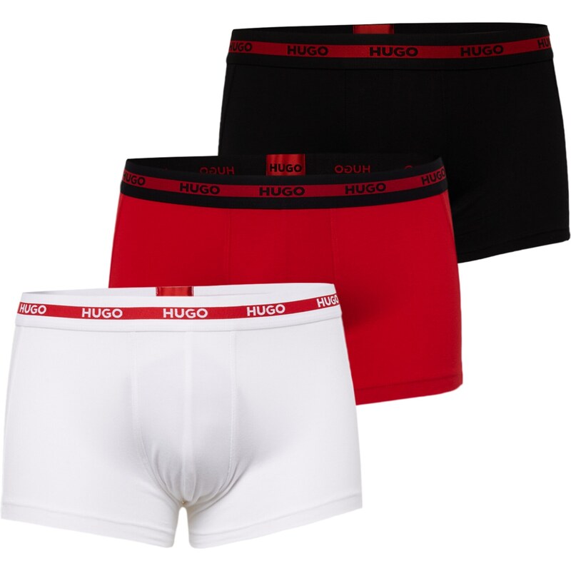 HUGO Boxerky krvavo červená / čierna / biela 41025374