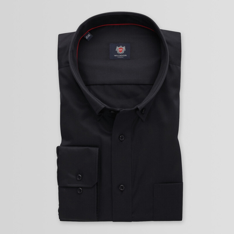 Willsoor Klasická pánska košeľa čiernej farby s hladkým vzorom 15010