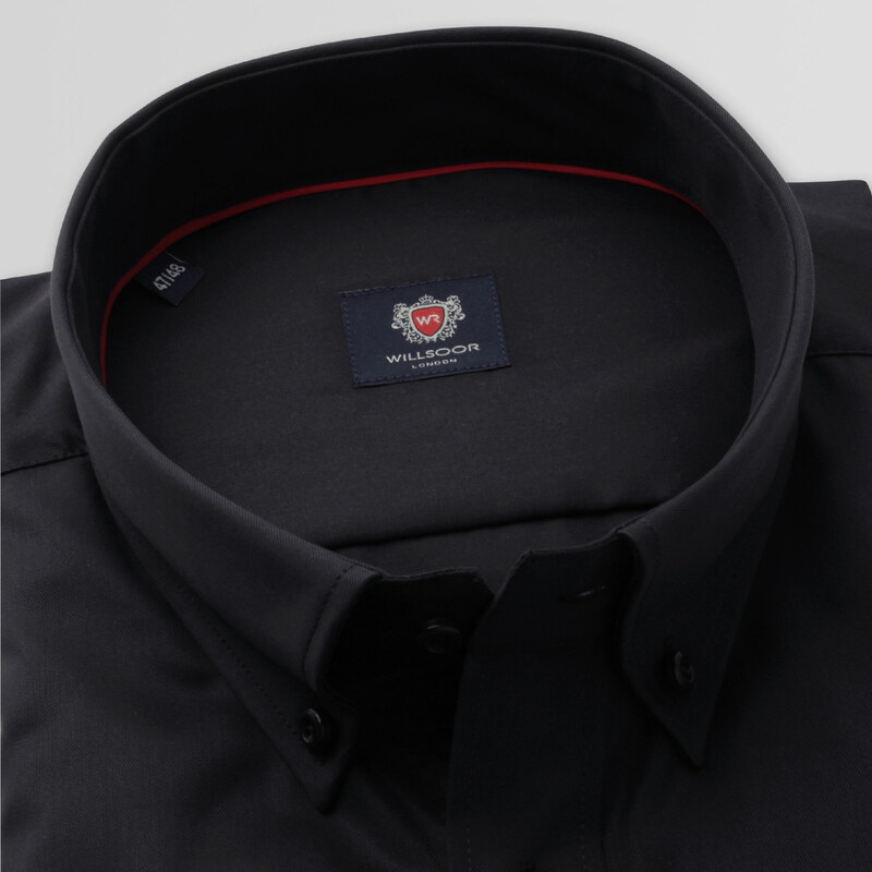 Willsoor Klasická pánska košeľa čiernej farby s hladkým vzorom 15010