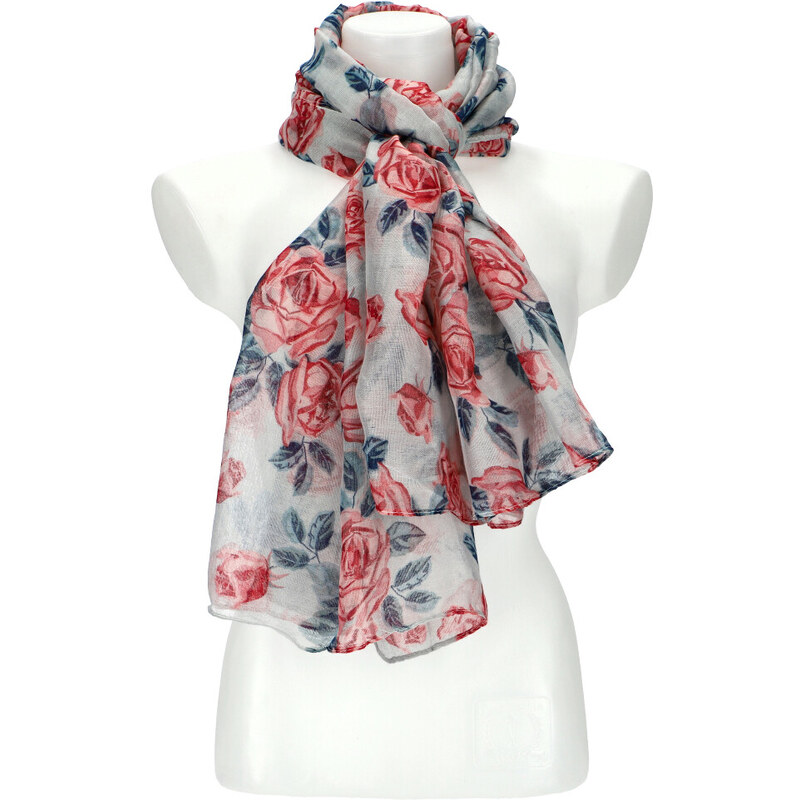 Cashmere Dámska letná šatka v motíve ruží 177x72 cm ružová 41086086