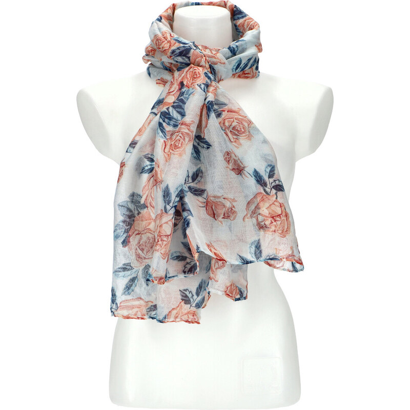 Cashmere Dámska letná šatka v motíve ruží 177x72 cm tmavo modrá 41086087