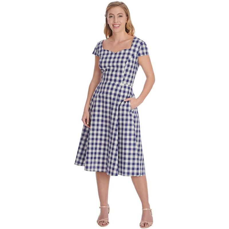 BANNED APPAREL Banned Modré kárované šaty 41090933