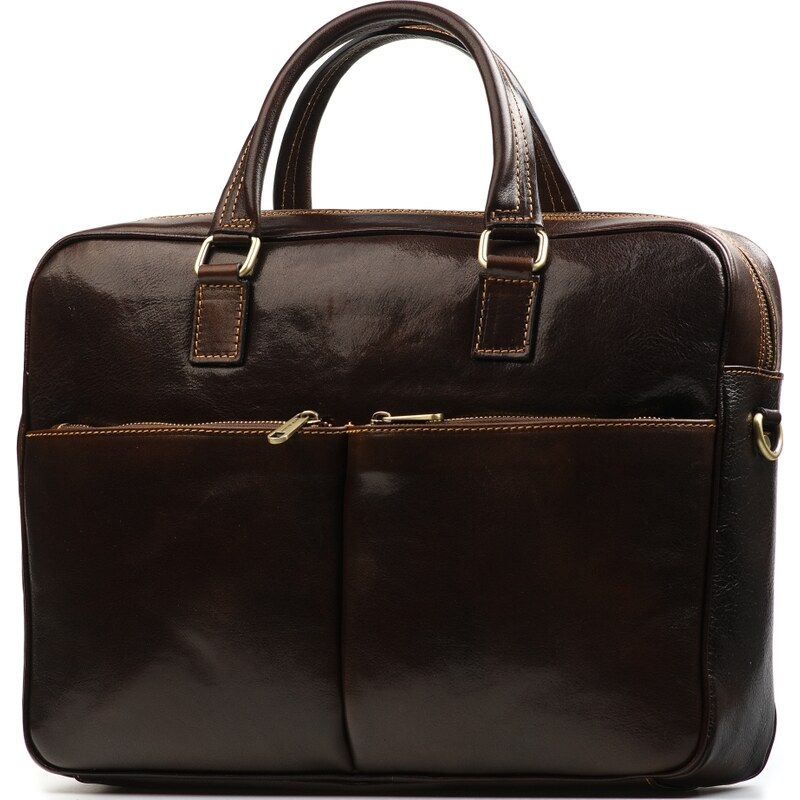 Blaire Kožená pracovná taška Daniele tmavo hnedá 64987980