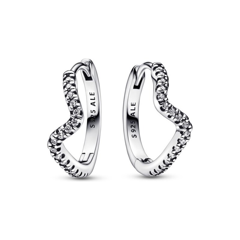 Pandora Strieborné zvlnené kruhy so zirkónmi Timeless 292545C01 66594192