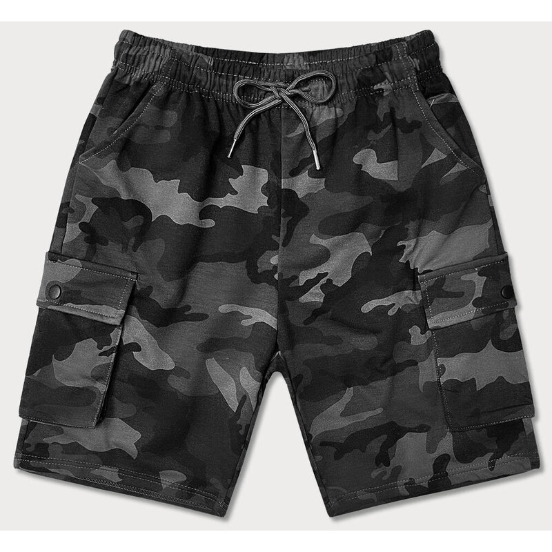 J.STYLE Tmavosivé pánske maskáčové kraťasy (8K282-2) 41249969