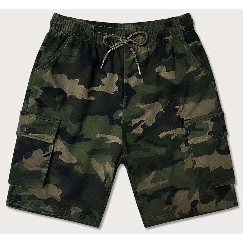 J.STYLE Pánske maskáčové kraťasy v khaki farbe (8K282-29) 41249970