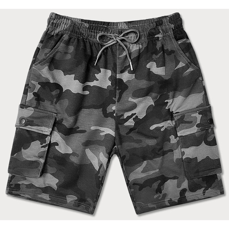 J.STYLE Svetlosivé pánske maskáčové kraťasy (8K282-2) 41249971