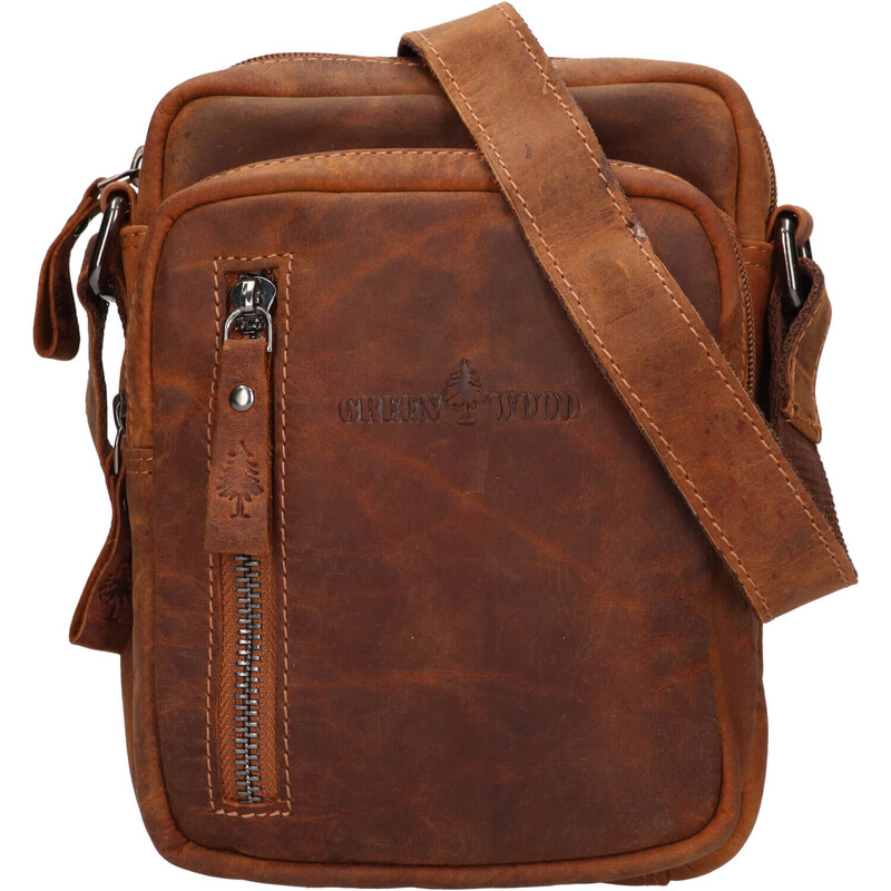 Pánska kožená taška cez rameno Greenwood Zente - koňak 58453692