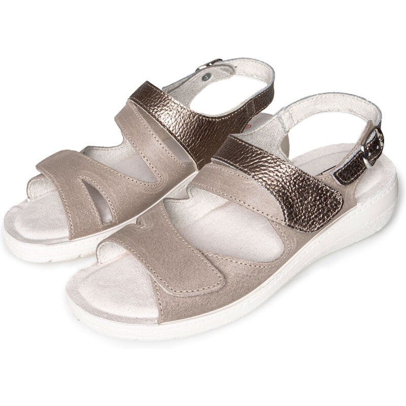 Vlnka Dámske anatomické kožené sandále Hana sivá veľkosti obuvi - 41154384