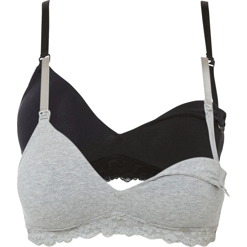 bonprix Materská podprsenka bez kostíc s bio bavlou (2 ks), farba šedá 44795261