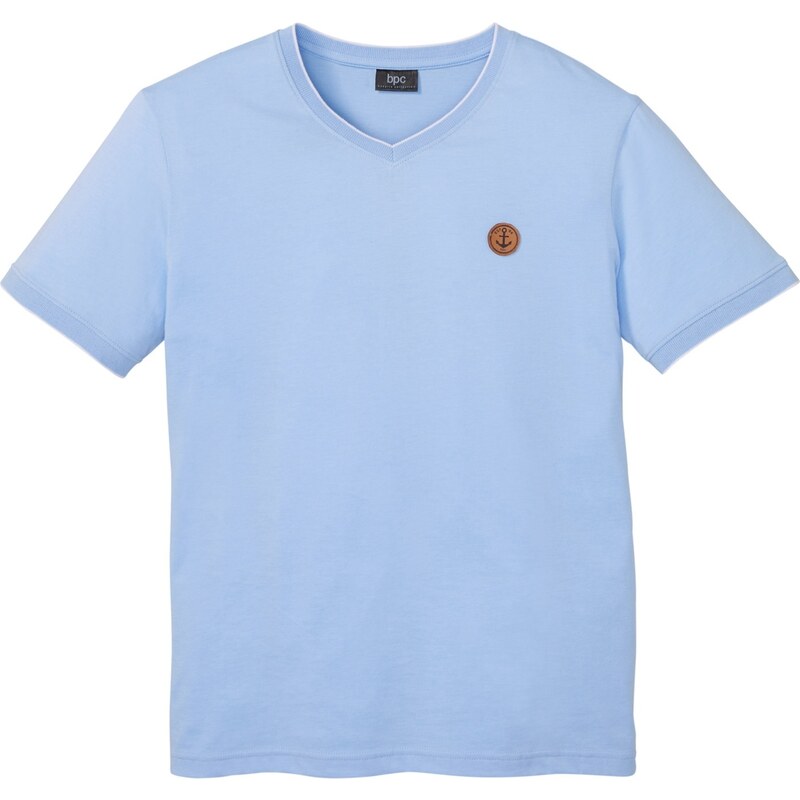 bonprix Tričko s V-výstrihom v dvojdielnom vzhľade, farba modrá 45043378