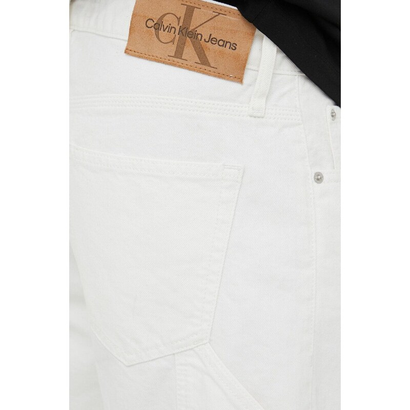 Bavlnené šortky Calvin Klein Jeans biela farba