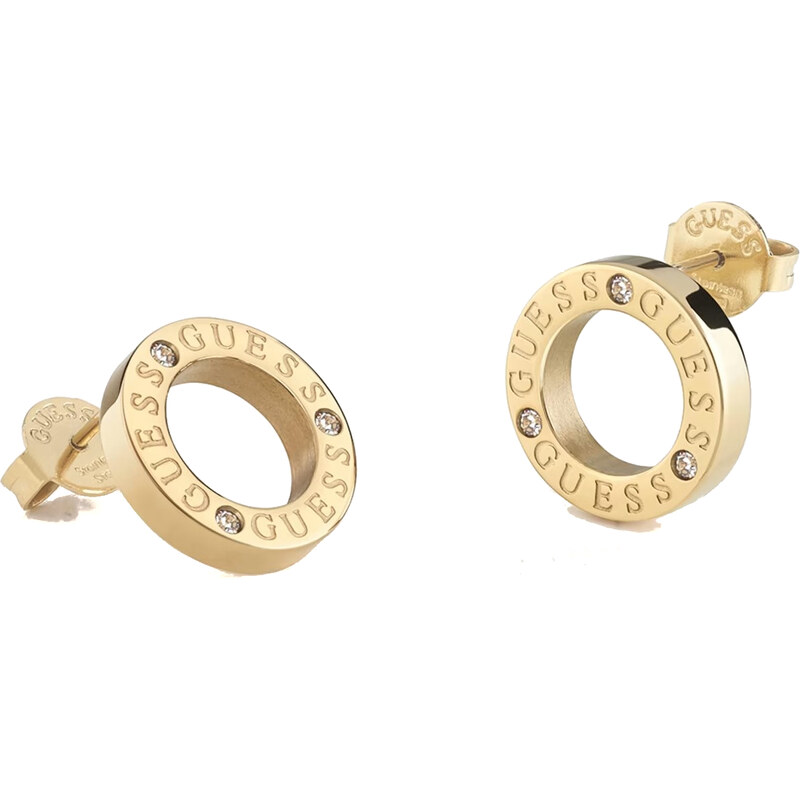 Guess Originálne pozlátené náušnice Circle Lights JUBE03173JWYGT/U 66578756