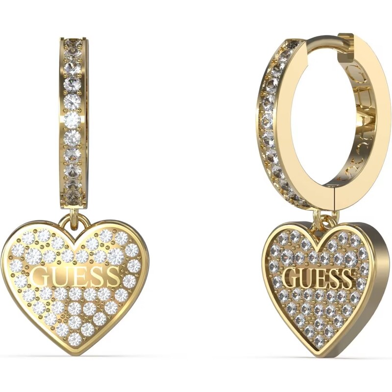 Guess Blyštivé pozlátené náušnice Huggie Me JUBE03136JWYGT/U 66591030