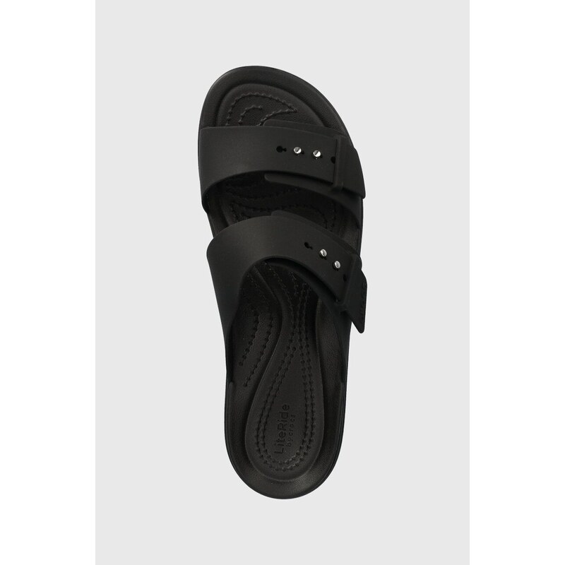 Šľapky Crocs Brooklyn Low Wedge Sandal dámske, čierna farba, na platforme, 208728