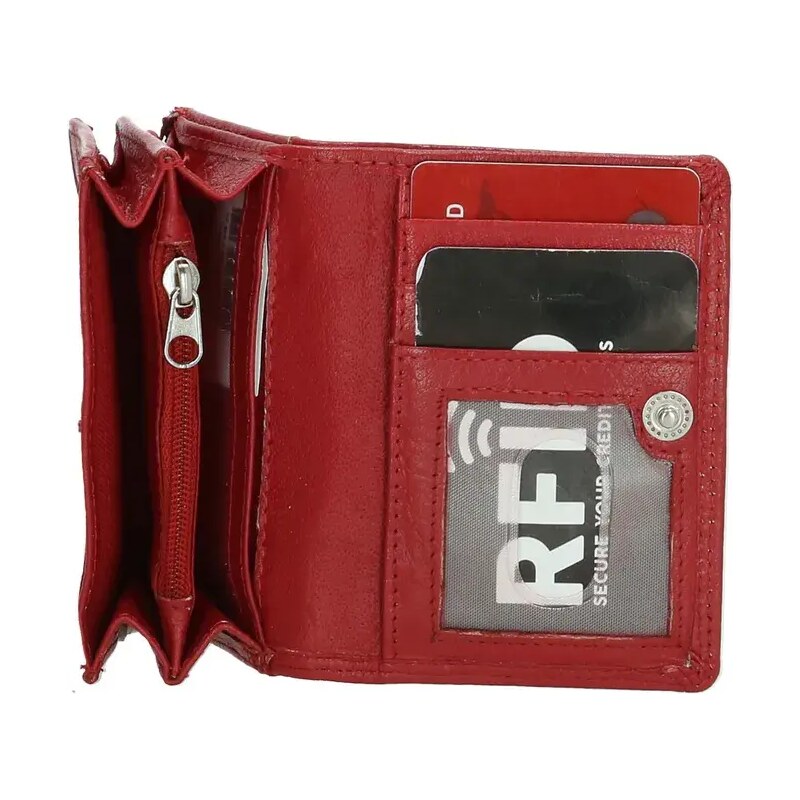 Double-D Červená malá kožená peňaženka "Merry"