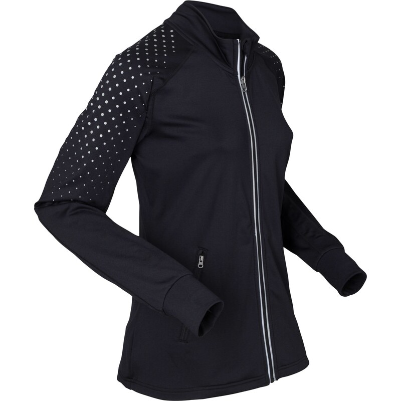 bonprix Funkčná mikinová bunda s reflekčnou potlačou, farba čierna 44749155