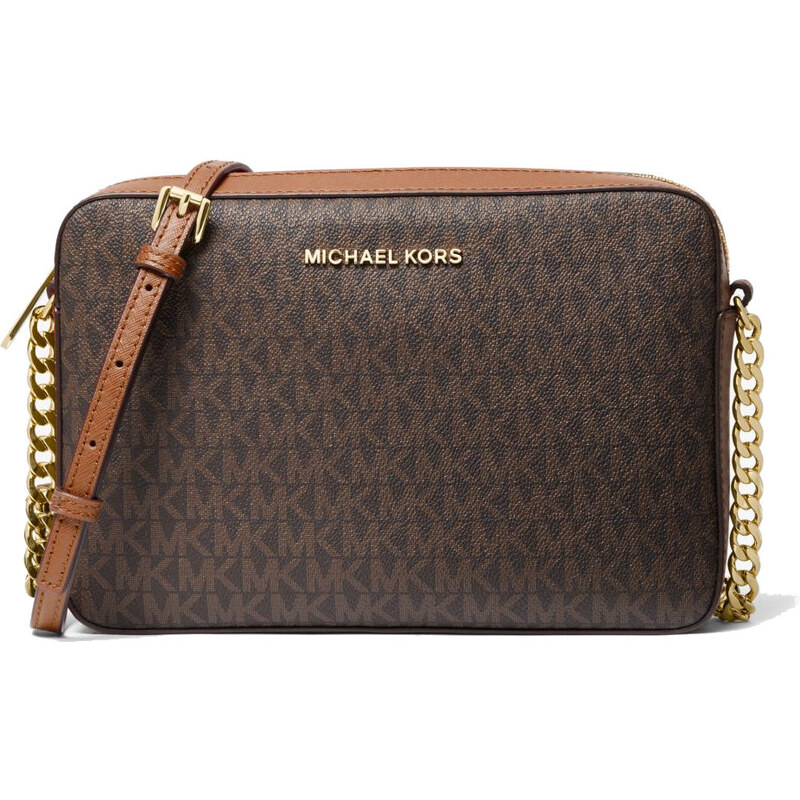 Michael Kors Jet Set Large Printed Logo Crossbody Bag Brown 63717827