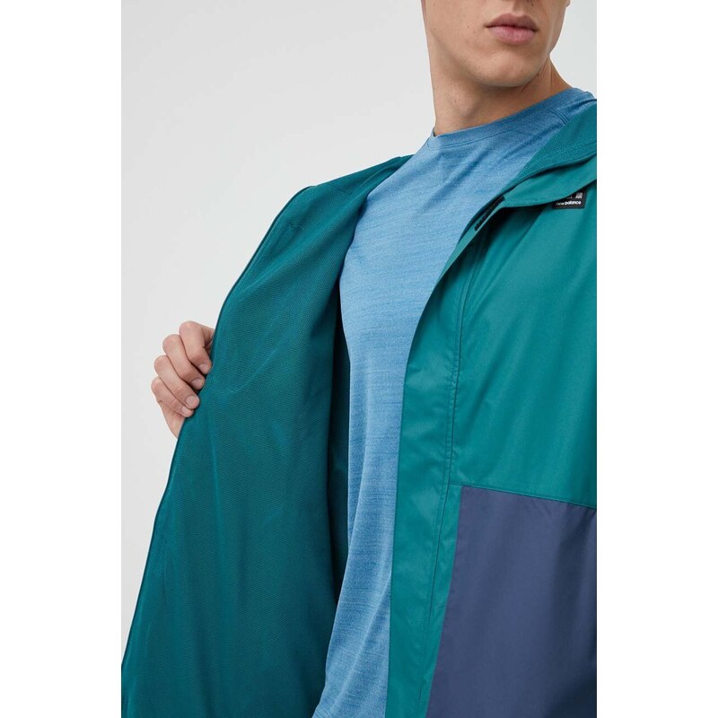 Nepremokavá bunda New Balance All Terrain pánska, zelená farba, prechodná, oversize