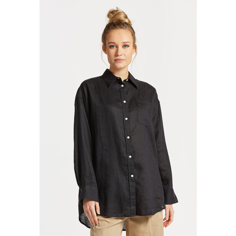 KOŠEĽA GANT OS LINEN SHIRT EBONY BLACK 50828312