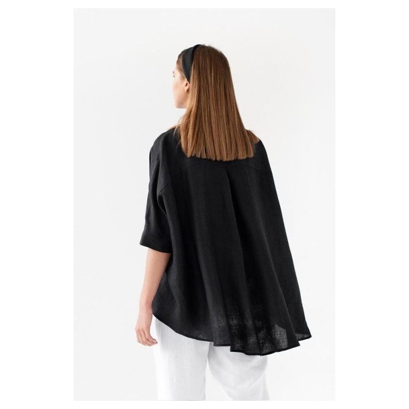 Magic Linen Ľahká ľanová košeľa HANA v čiernej farbe