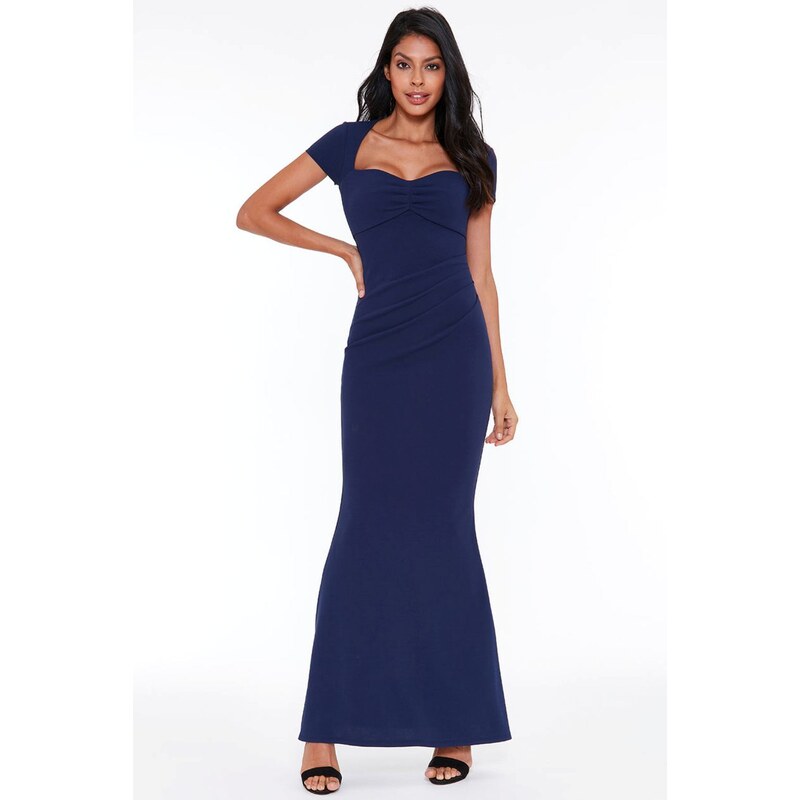 miadresses.sk Tmavomodré spoločenské šaty s vykrojeným výstrihom 11412981