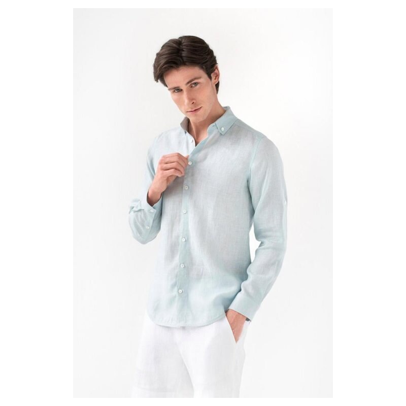 Magic Linen Pánska ľanová košeľa CORONADO v prachovo modrej farbe