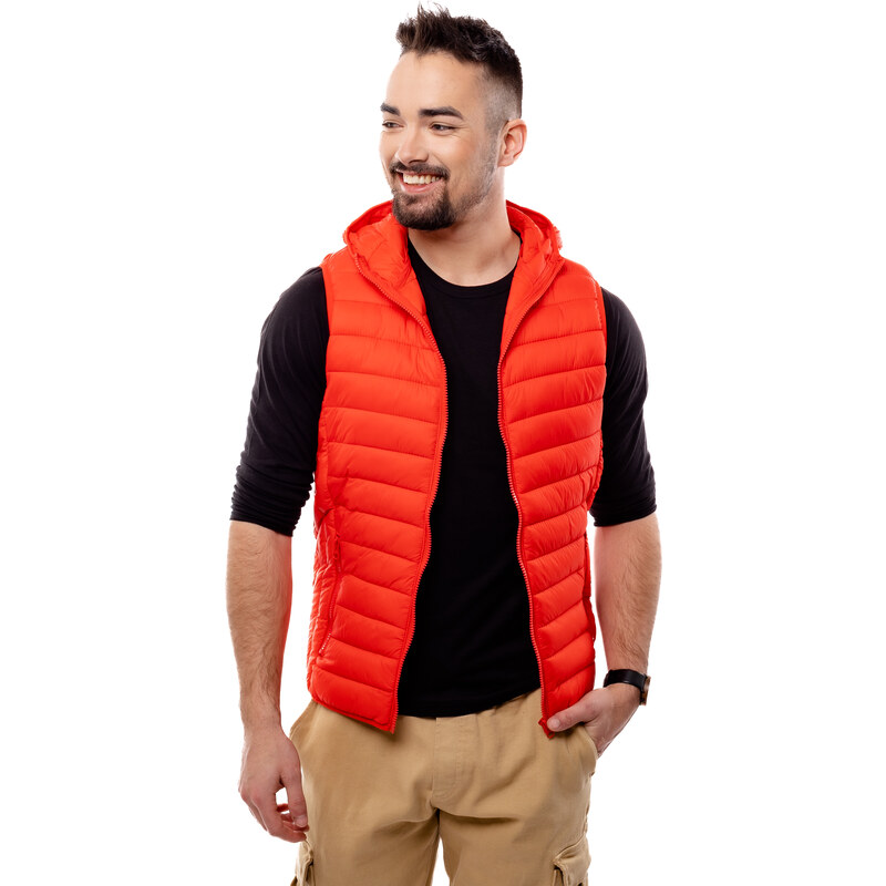 Pánska prešívaná vesta s kapucňou GLANO - červená 66412273