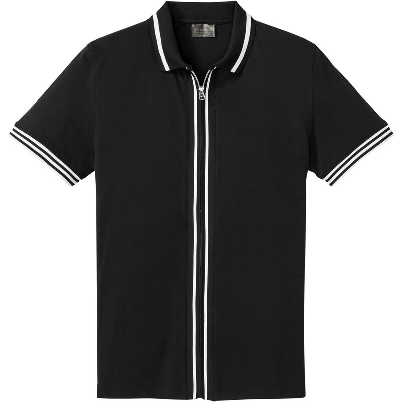 bonprix Piqué polo tričko so zipsom z čistej bavlny, farba čierna 50747708