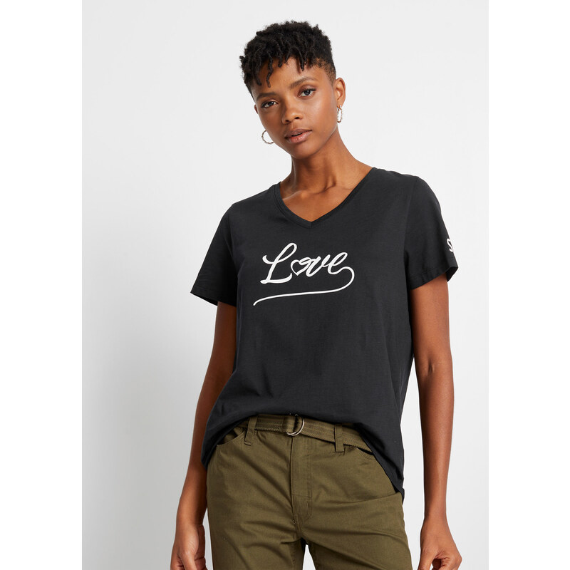 bonprix Tričko s potlačou, farba čierna 45757488