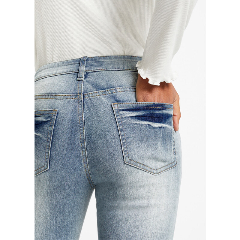 bonprix Skinny džínsy potlačená, farba modrá