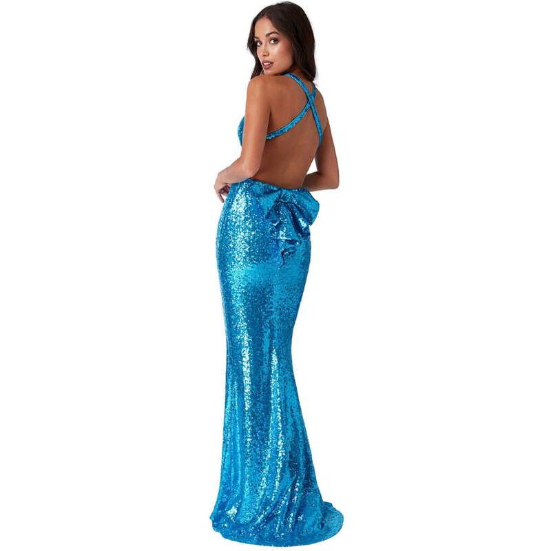 miadresses.sk Tyrkysové spoločenské šaty s mašľou 41337552