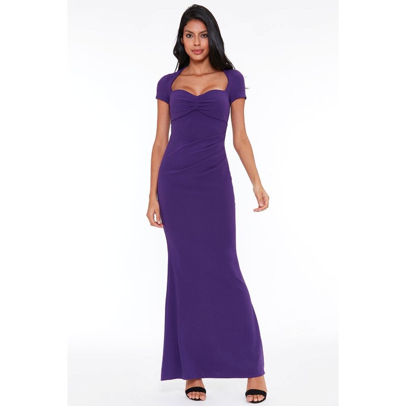 miadresses.sk Fialové spoločenské šaty s vykrojeným výstrihom 41337550