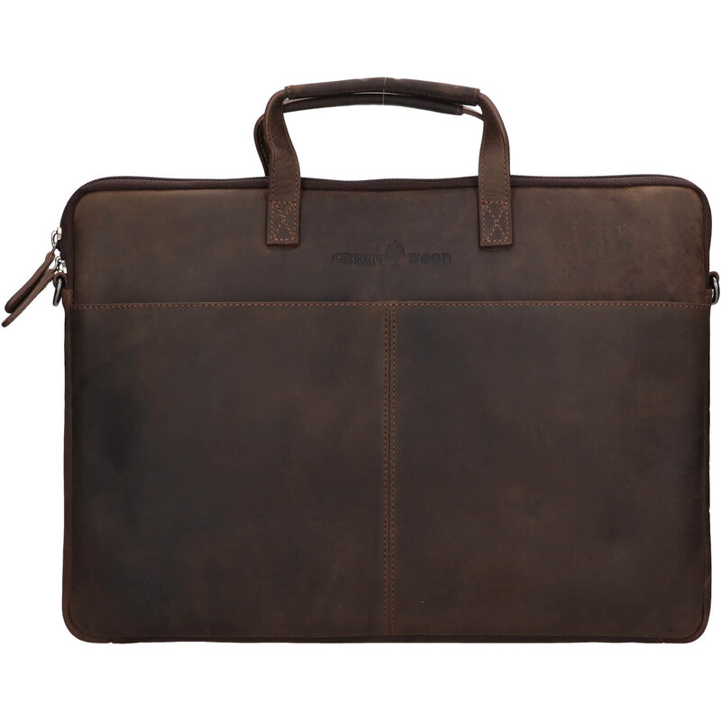 Pánska kožená taška na notebook Greenwood Levons - tmavo hnedá 41366204