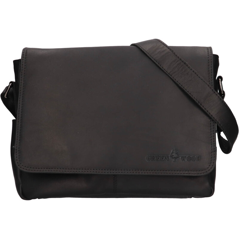 Pánska kožená taška cez rameno Greenwood Phils - čierna 41366211