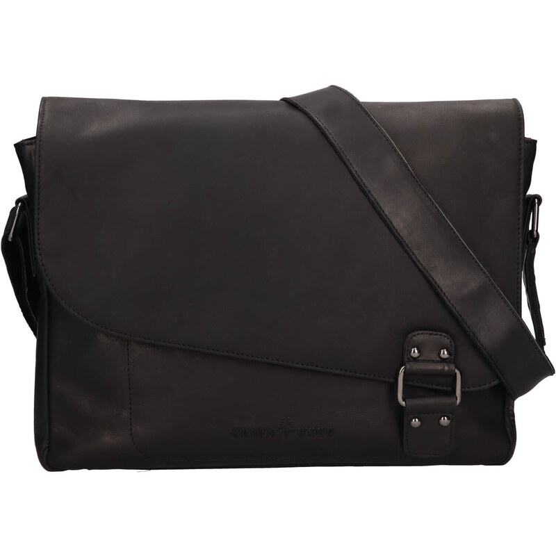Pánska kožená taška cez rameno Greenwood Henryj - čierna 41366216