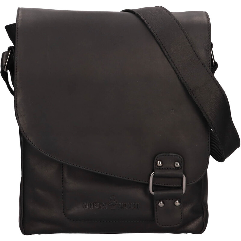 Pánska kožená taška cez rameno Greenwood Eithan - čierna 41366217