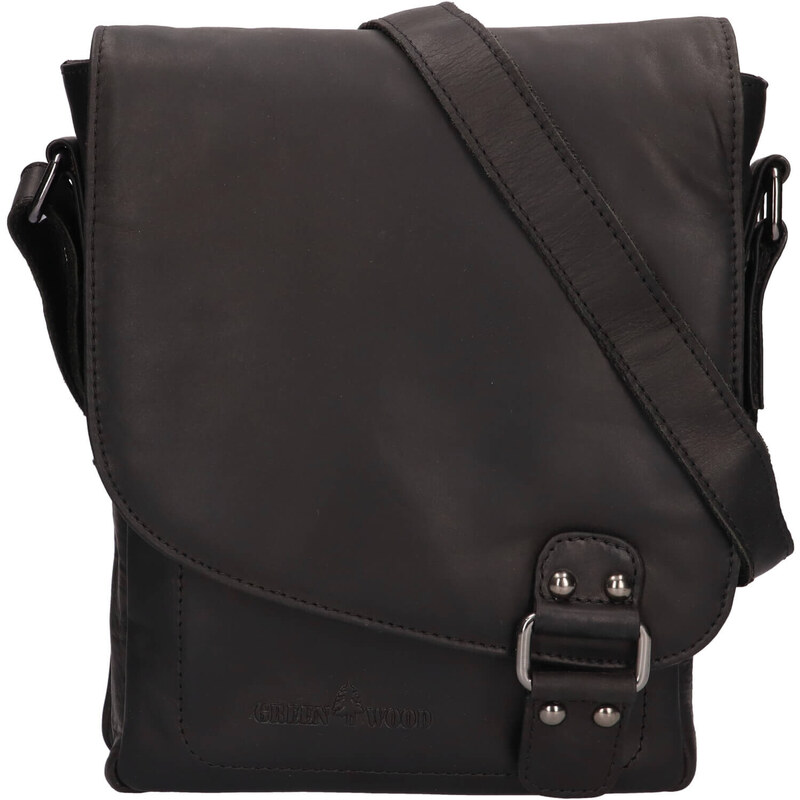 Pánska kožená taška cez rameno Greenwood Frederic - čierna 41366222