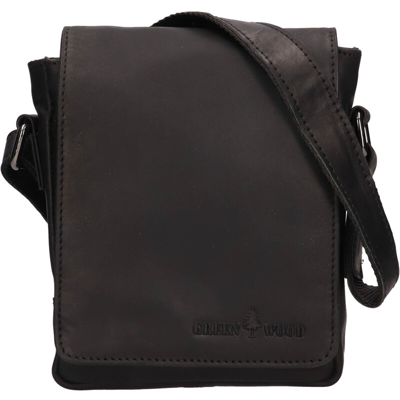 Pánska kožená taška cez rameno Greenwood Petr - čierna 41366224