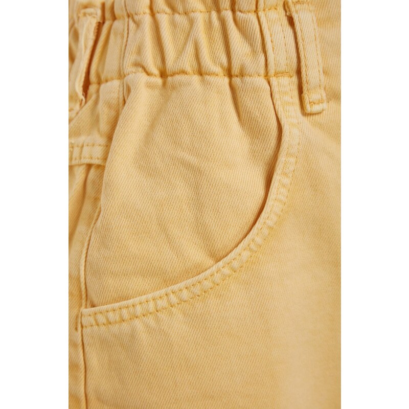 Trendyol Yellow Denim Shorts With Pocket Details With Elastic Waist