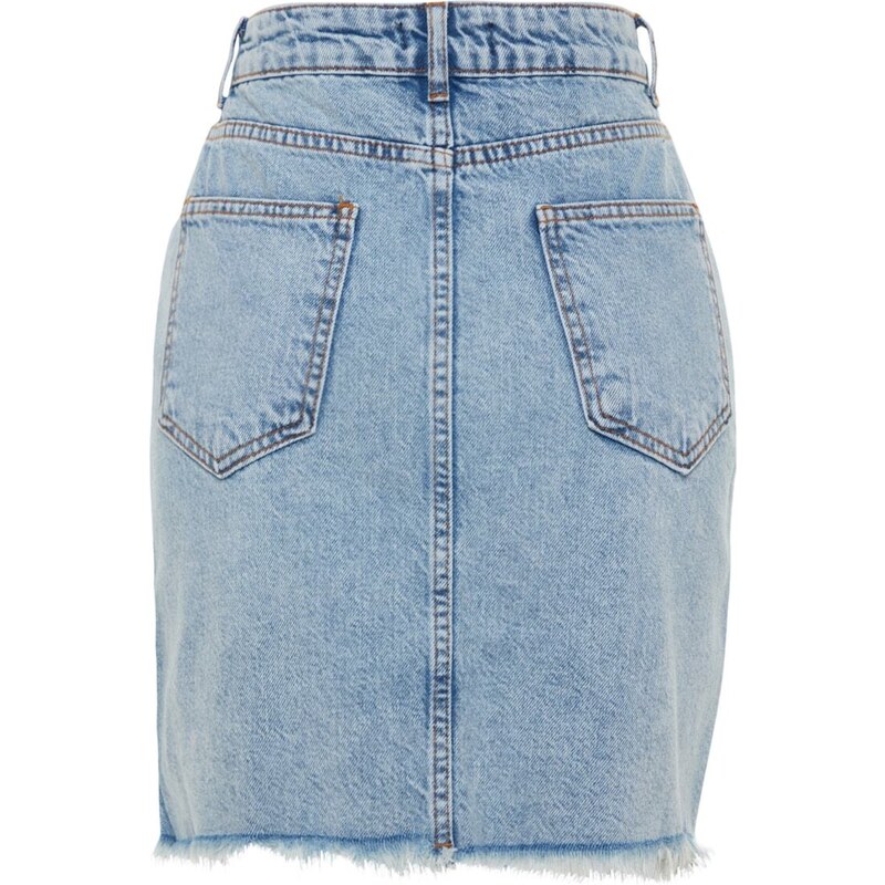 Trendyol Collection Svetlomodrá roztrhaná džínsová sukňa