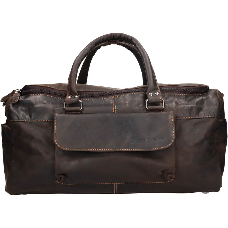 Kožená cestovná taška Greenwood Alex - tmavo hnedá 45483261